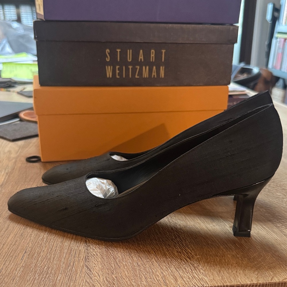 Audrey Shantung Stuart Weitzman Classic Black Heels
